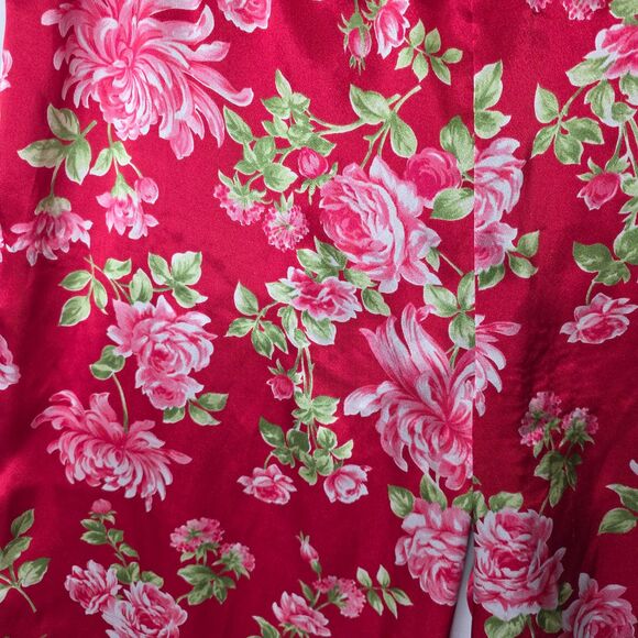 Victoria’s Secret PINK Pajama Set Women’s L Red Floral Satin Ribbon Trim Cozy - Picture 4 of 13